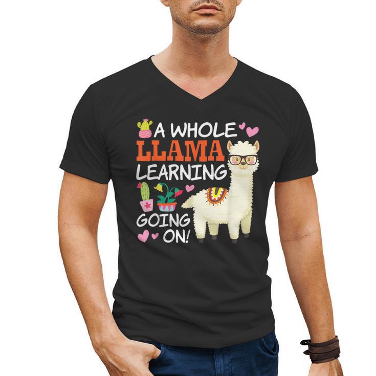 Llama Learning T Shirt Teachers Students Alpaca Lovers Men's V-Neck T-Shirt