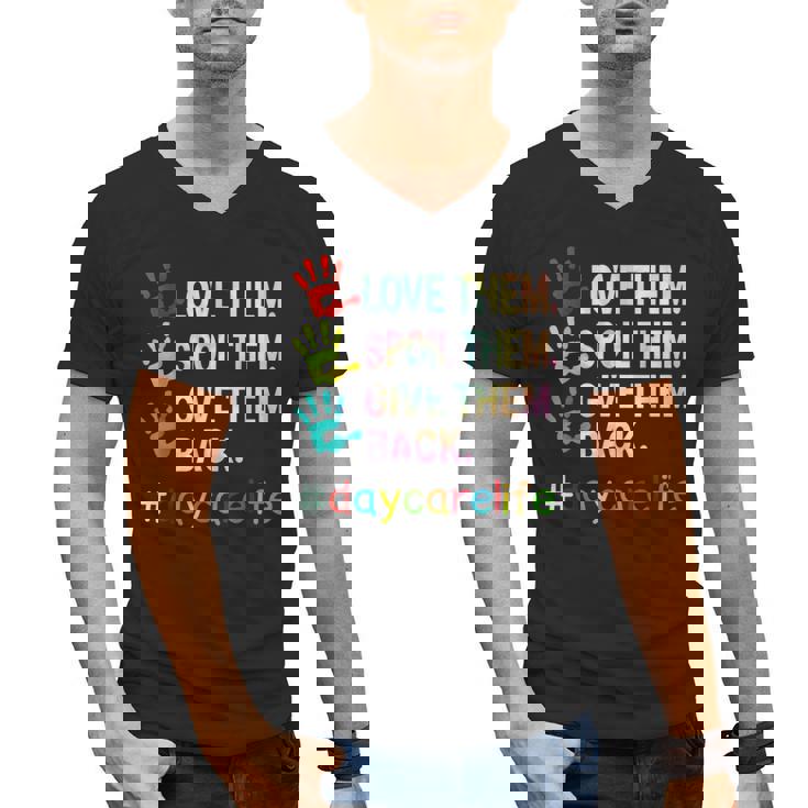 Love Daycare Provider Childcare Teacher Tie Dye Men&#x27;s V-Neck T-Shirt