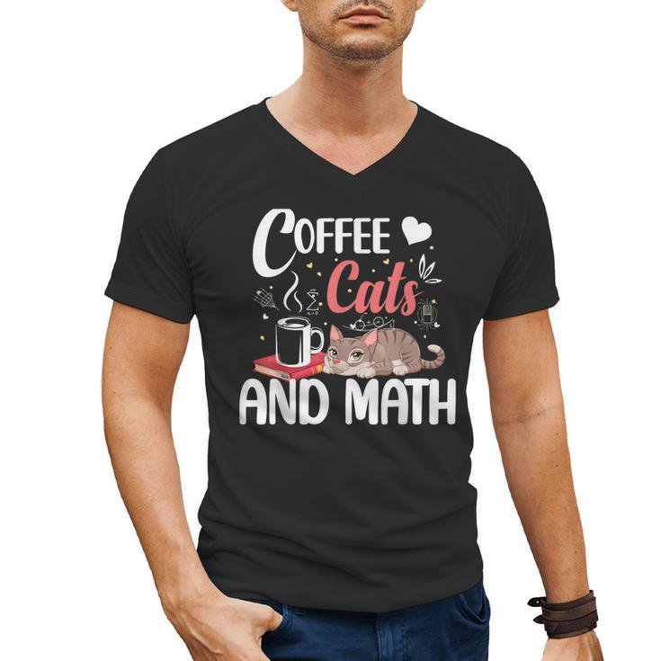 I Love Math Cats And Coffee Heart Mathematics Teacher Men's V-Neck T-Shirt