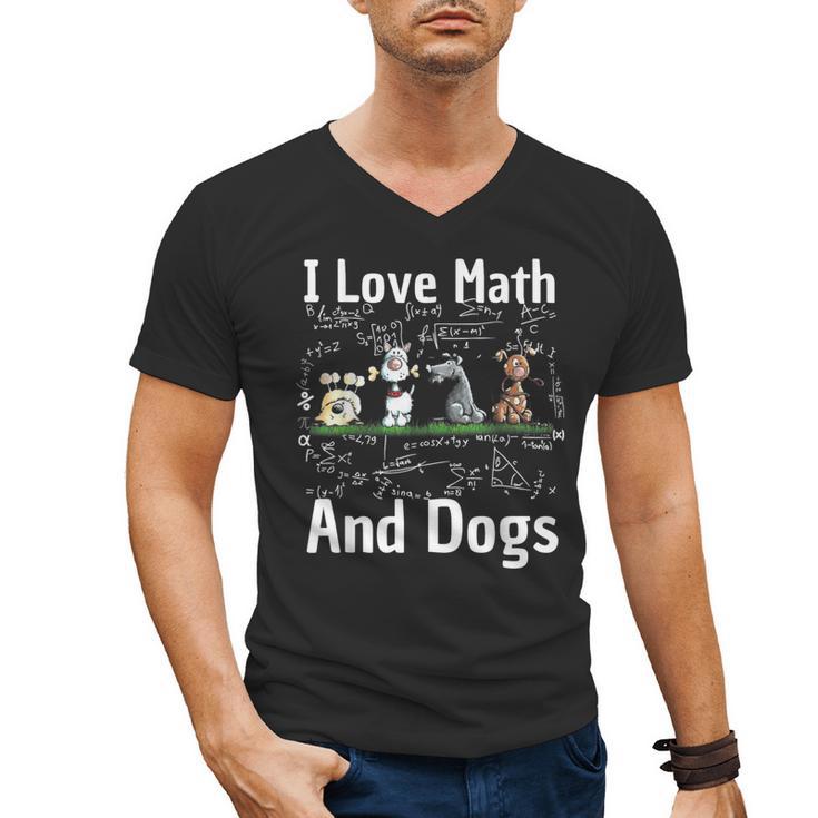 I Love Maths And Dogs Puppy Dog Lover Teacher Student Men's V-Neck T-Shirt