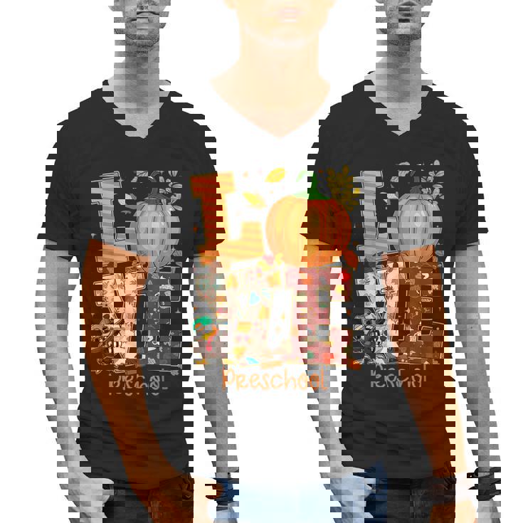 Love Preschool Teacher Turkey Thanksgiving Autumn Fall Men&#x27;s V-Neck T-Shirt