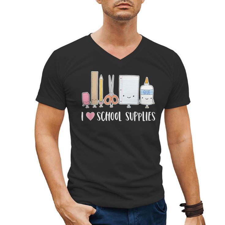 I Love School Supplies Teacher Shirt Men's V-Neck T-Shirt