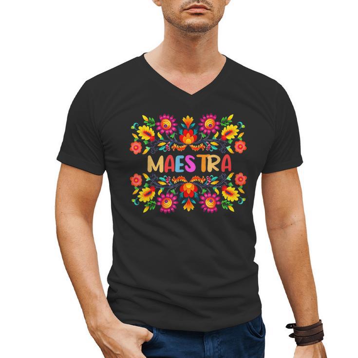 Maestra Cinco De Mayo Spanish Mexican Teacher Men's V-Neck T-Shirt