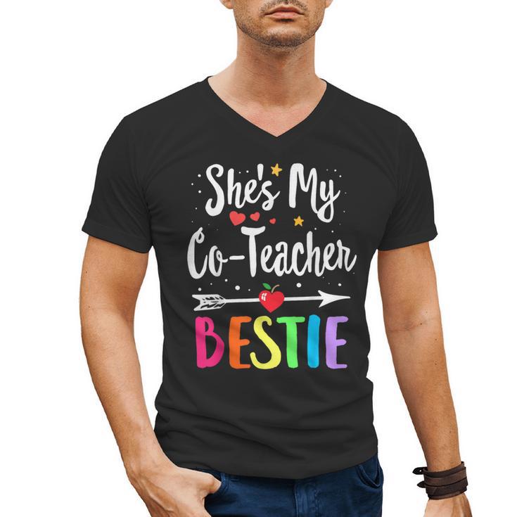 Matching Co-Teacher Best Friend She's My Bestie Work Team Men's V-Neck T-Shirt