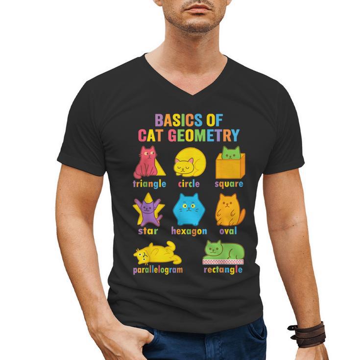 Math Cat Geometry Back To School Mathematics Teacher Men's V-Neck T-Shirt