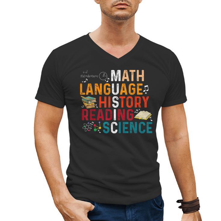 Math Language History Reading Science Music Teacher Men's V-Neck T-Shirt, History Teacher Gifts, Science Teacher Gifts, trending gift Math Language History Reading Science Music Teacher Men's V-Neck T-Shirt, History Teacher Gifts, Science Teacher Gifts, trending gift
