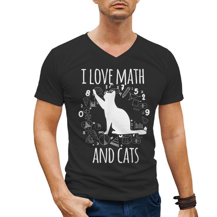 Math Nerd Math Teacher Cat Lover I Love Math And Cats Men's V-Neck T-Shirt