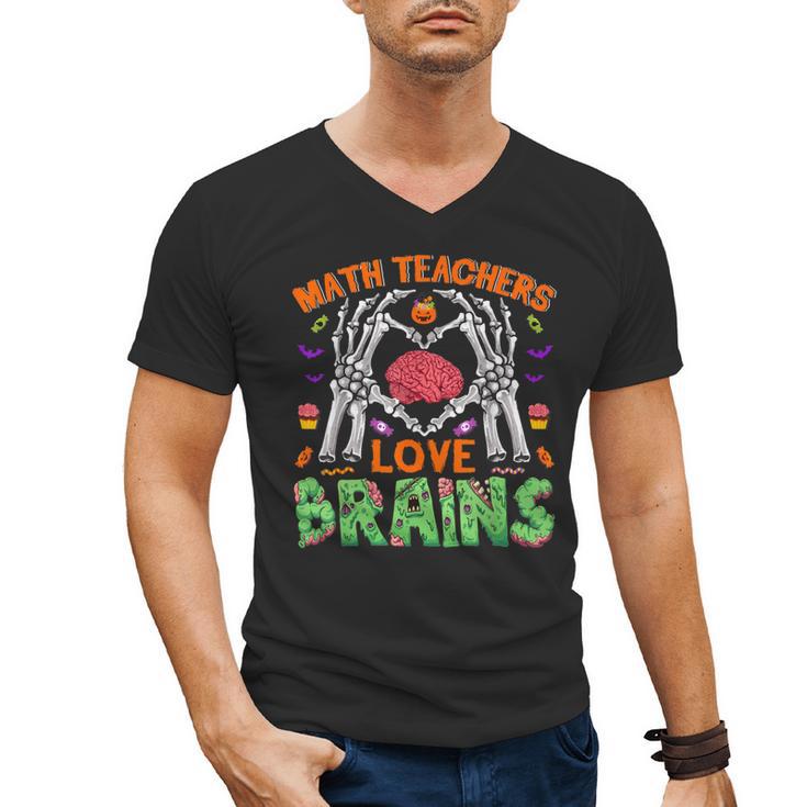 Math Teacher Love Brain Heart Skeleton Hand Zombie Halloween Men's V-Neck T-Shirt, trending gift Math Teacher Love Brain Heart Skeleton Hand Zombie Halloween Men's V-Neck T-Shirt, trending gift