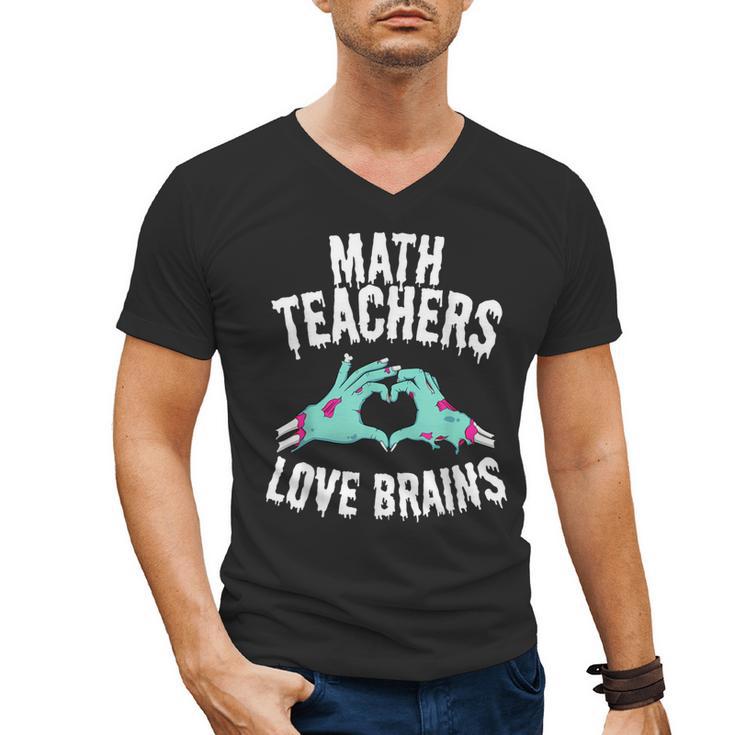 Math Teachers Love Brains Halloween Zombie Men Women T-Shirt Men's V-Neck T-Shirt