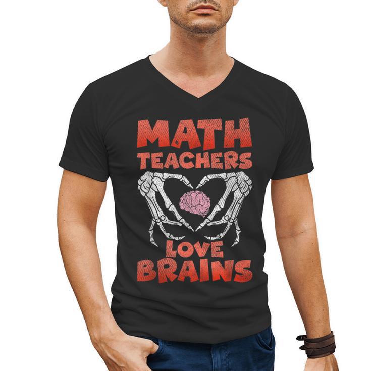 Math Teachers Love Brains Scary Halloween Men Women Men's V-Neck T-Shirt