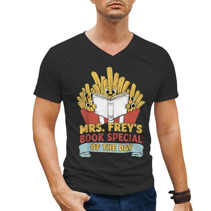 Mrs Frey Book Special Reading Elementary Teacher Men's V-Neck T-Shirt