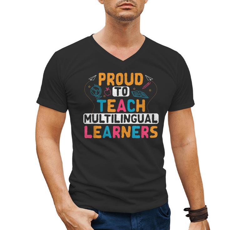 Multilingual Teacher Linguist Language ESL Teaching Men's V-Neck T-Shirt