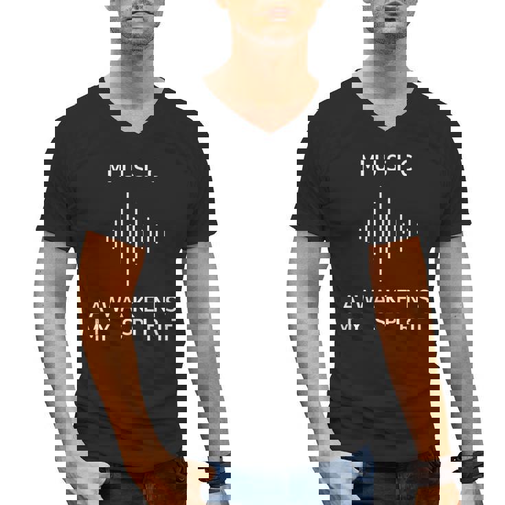 Music Awakens My Spirit Inspiring Musician Teacher Quote Men&#x27;s V-Neck T-Shirt