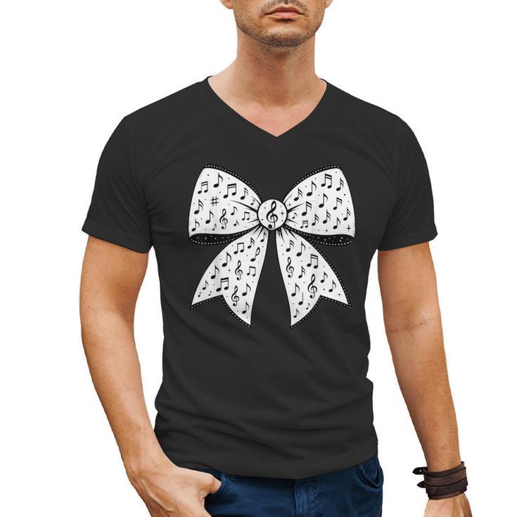 Music Notes Coquette Bow Music Teacher School Musician Band Men's V-Neck T-Shirt