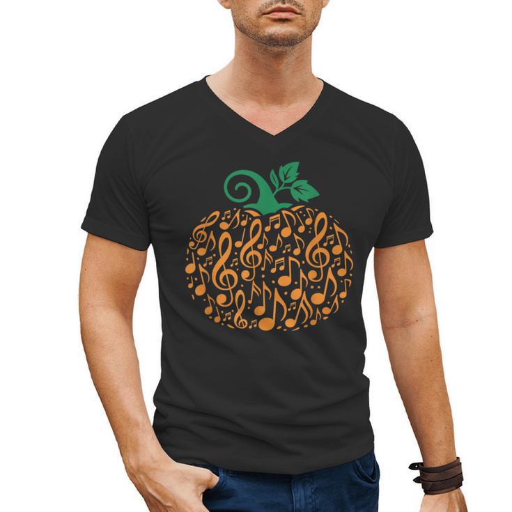 Music Notes Pumpkin Music Teacher Halloween Men's V-Neck T-Shirt