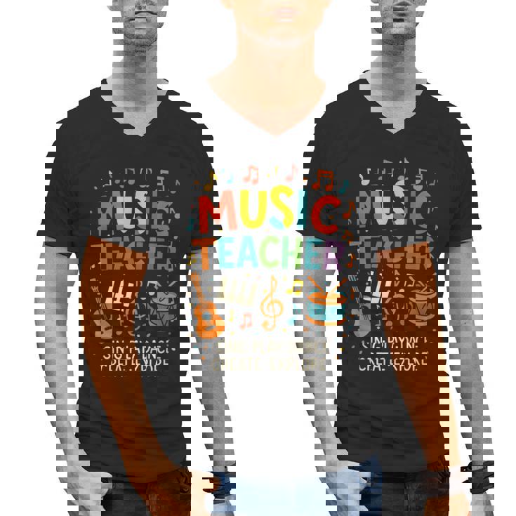 Music Teacher Music Sing Play Dance Choir Piano Men&#x27;s V-Neck T-Shirt