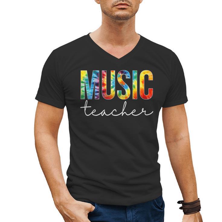 Music Teacher Tie Dye Appreciation Day Hello Back To School Men Women Men's V-Neck T-Shirt
