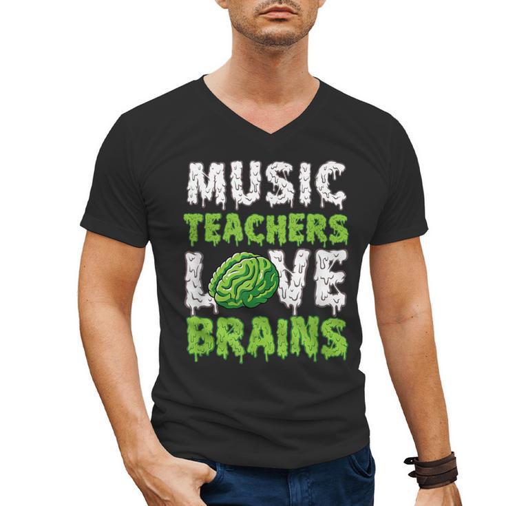Music Teachers Love Brains Cute Teaching Halloween Men's V-Neck T-Shirt