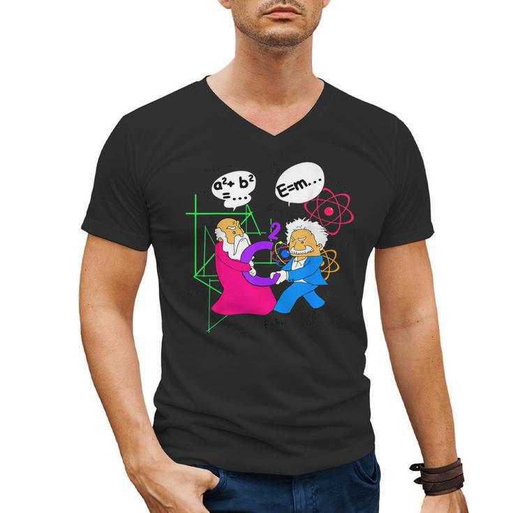 Nerdy Pythagoras Fighting Over C Squared Math Teacher Men's V-Neck T-Shirt