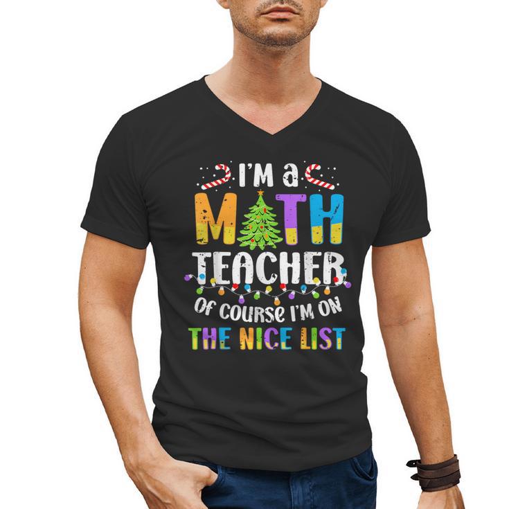 On The Nice List Christmas Math Teacher Women Men Men's V-Neck T-Shirt