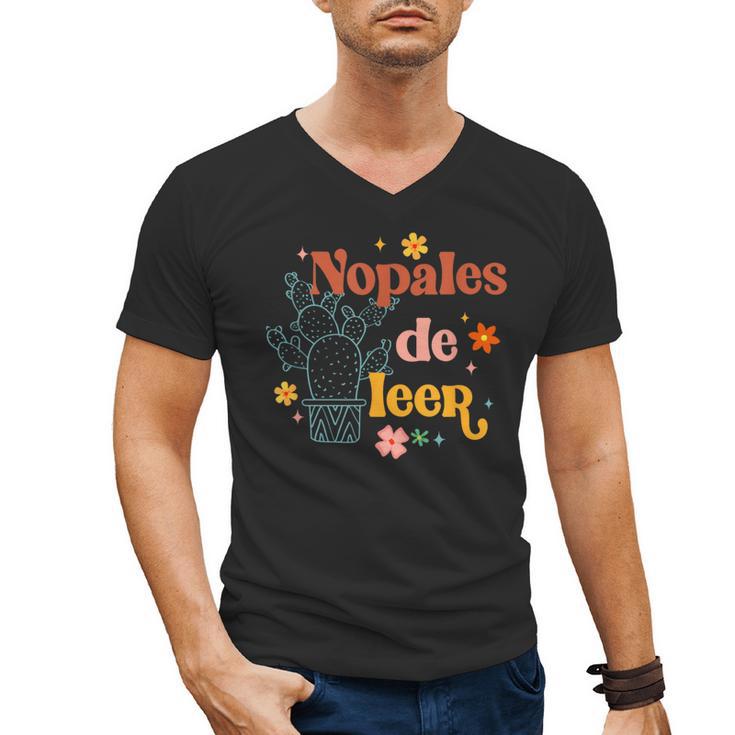 Nopales De Leer Spanish Teacher Maestra Cactus Bilingual Men's V-Neck T-Shirt