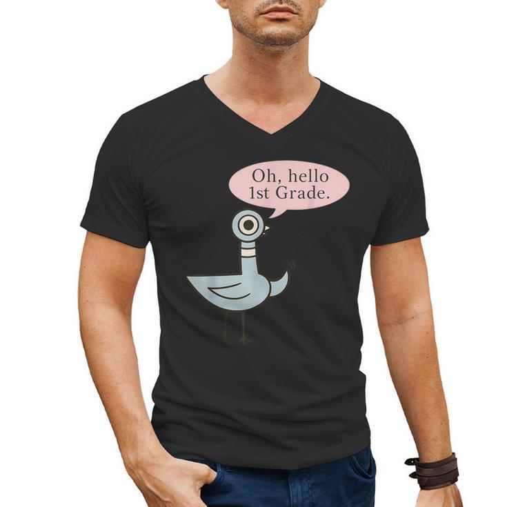 Oh Hello First Graders Cute Pigeon 1st Grade Teacher Men's V-Neck T-Shirt