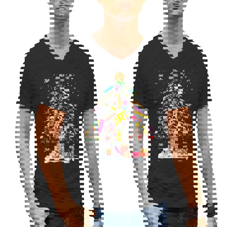 Paintbrush Christmas Tree Decor Xmas For Artist Art Teacher For Men Women Men&#x27;s V-Neck T-Shirt