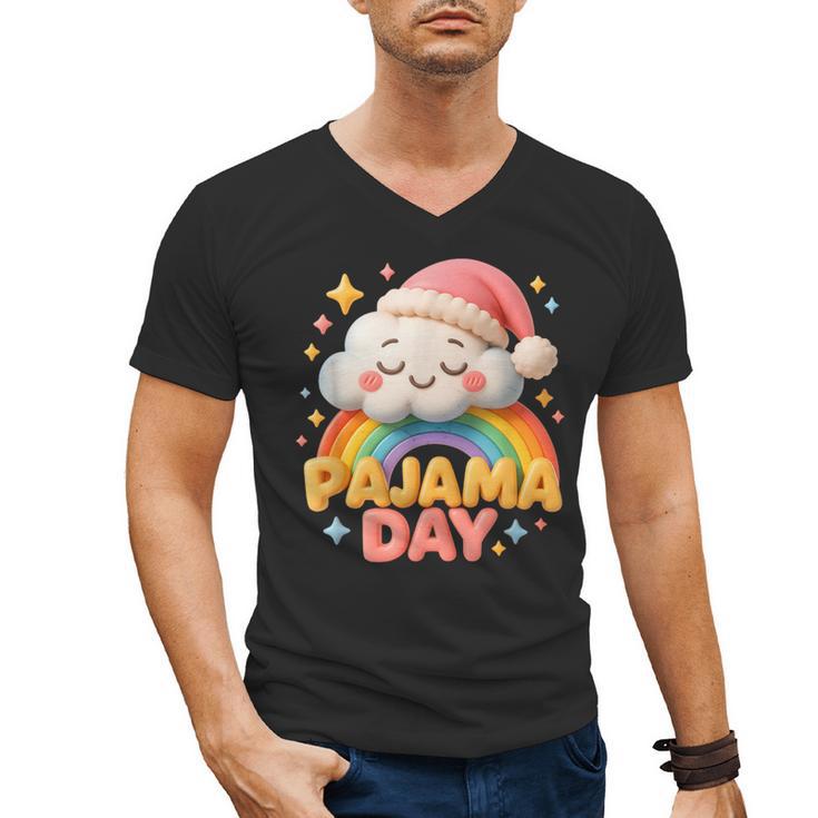 Pajama Day School Spirit Week Sleepy Cloud Teacher Student Men's V-Neck T-Shirt