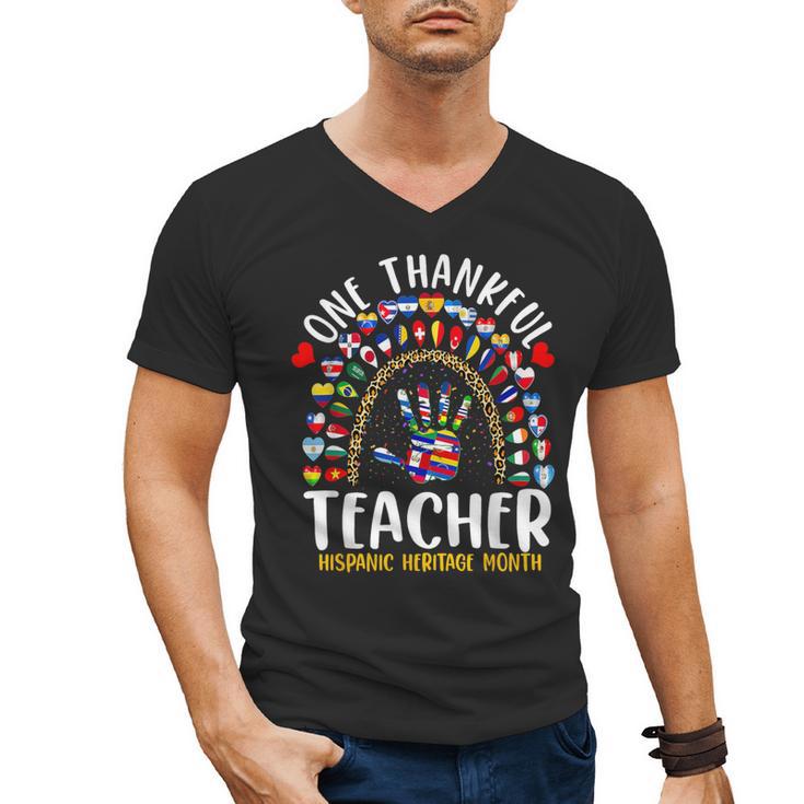 Hispanic Heritage Month One Thankful Teacher Rainbow Men's V-Neck T-Shirt
