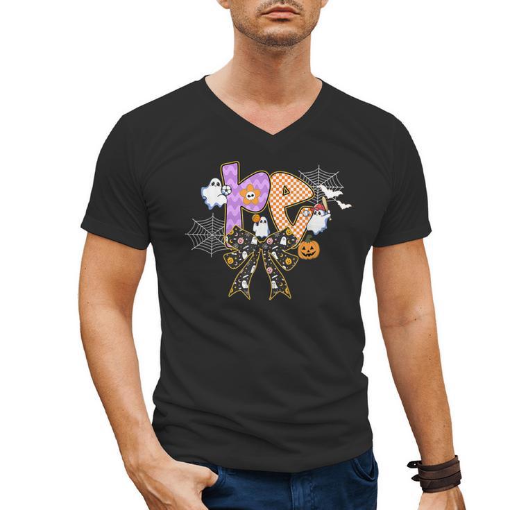 PE Teacher Coach Coquette Ghost Halloween Physical Education Men's V-Neck T-Shirt