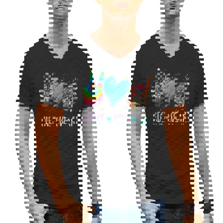Peace Love Art Painting Palette Art Teacher Men&#x27;s V-Neck T-Shirt, trending gift