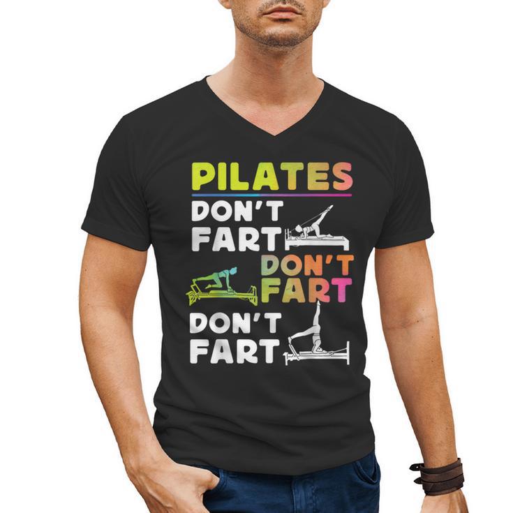Pilates Instructor Teacher Watercolor Pilates Don't Fart Men Women Kids Men's V-Neck T-Shirt
