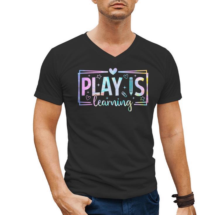 Play Is Learning Kindergarten Teacher Team Women Men's V-Neck T-Shirt, trending gift Play Is Learning Kindergarten Teacher Team Women Men's V-Neck T-Shirt, trending gift