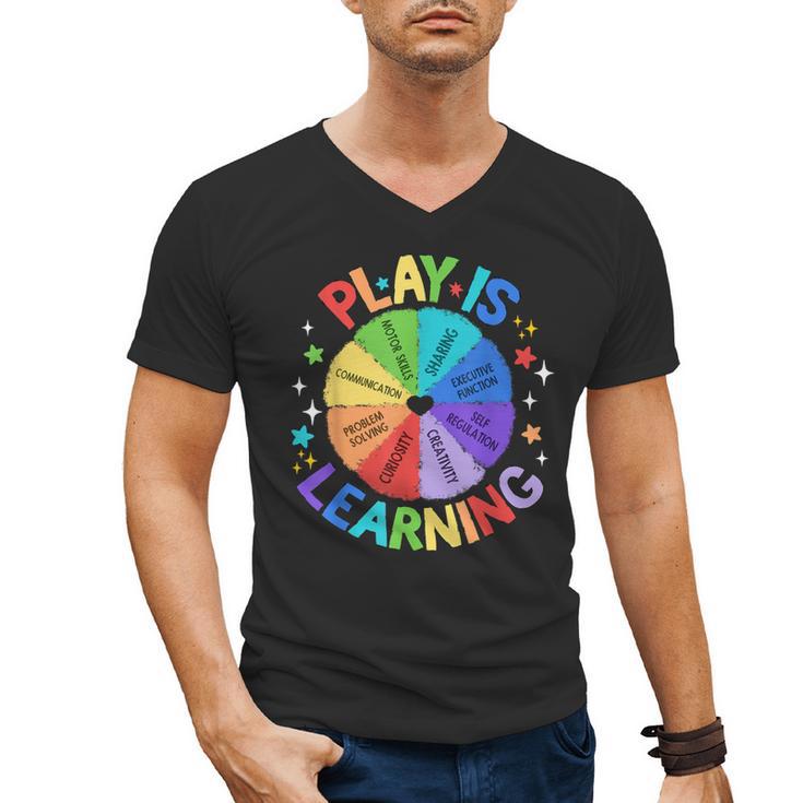 Play Is Learning Teacher Kindergarten For Men Women Kids Men's V-Neck T-Shirt