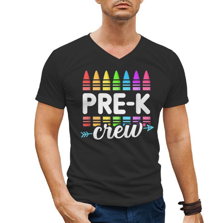 Pre-K Crew Teacher Team Squad Hello Back School Graduation Men's V-Neck T-Shirt