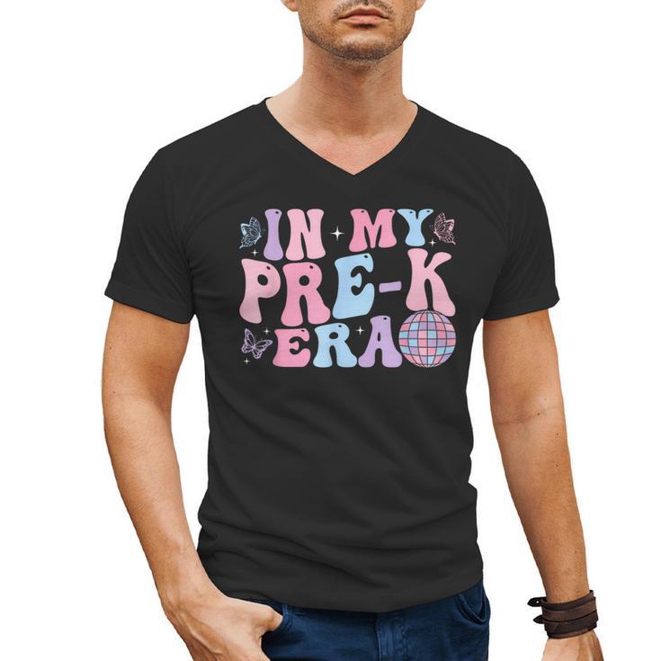 In My Pre K Era Groovy Back To School First Day Teacher Kids Men's V-Neck T-Shirt