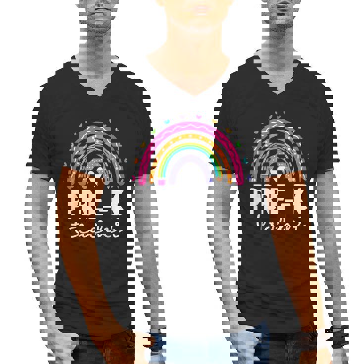 Pre-K Teacher Cute Pre Kindergarten For Teachers Rainbow For Men Women Kids Men&#x27;s V-Neck T-Shirt