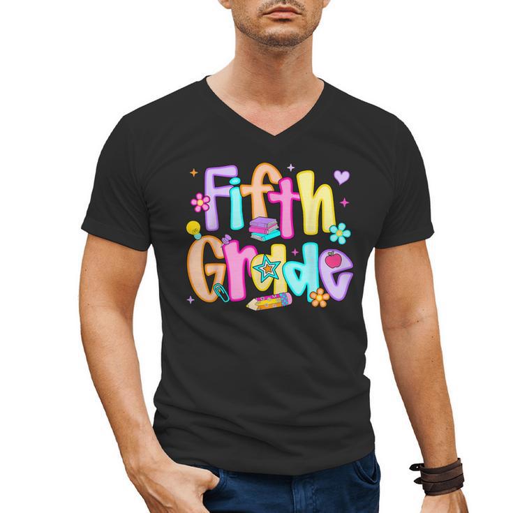 Preppy Fifth Grade Back To School 5th Grade Teacher Girl Boy Men's V-Neck T-Shirt