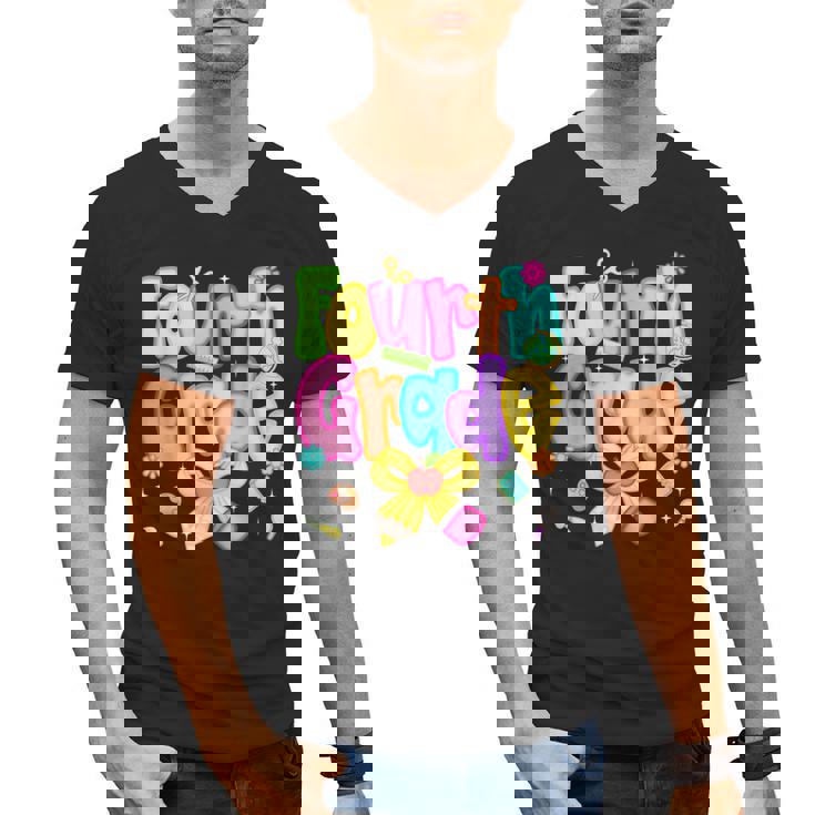 Preppy Fourth Grade Back To School 4th Grade Teacher Girls Men&#x27;s V-Neck T-Shirt