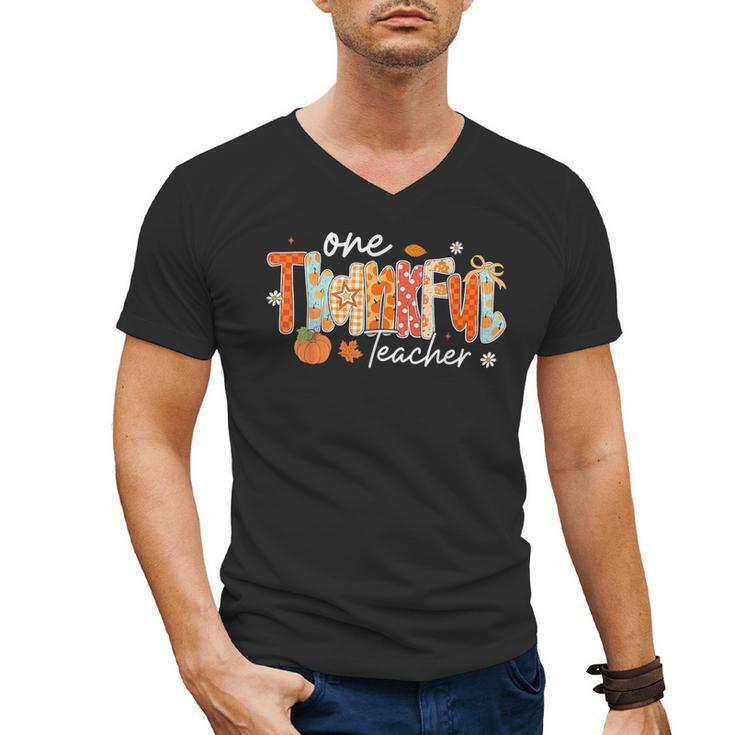 Preppy One Thankful Teacher Coquette Thanksgiving Teacher Men's V-Neck T-Shirt, trending gift Preppy One Thankful Teacher Coquette Thanksgiving Teacher Men's V-Neck T-Shirt, trending gift