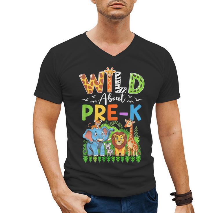 Preschool Teacher Kids Back To School Wild About Pre-K Men's V-Neck T-Shirt