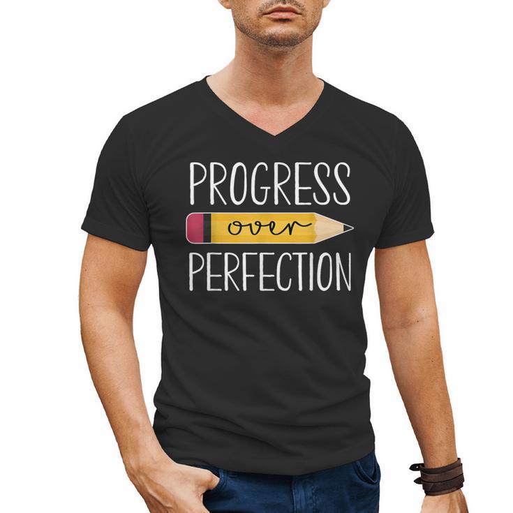 Progress Over Perfection Motivational Back To School Teacher Men's V-Neck T-Shirt
