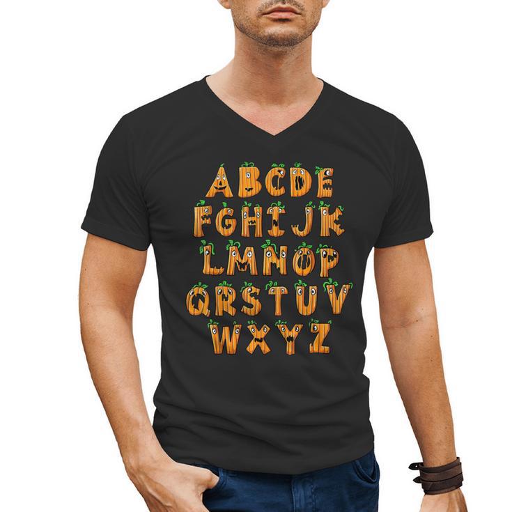 Pumpkin ABC Halloween Alphabet Costume School Teacher Kids Men's V-Neck T-Shirt