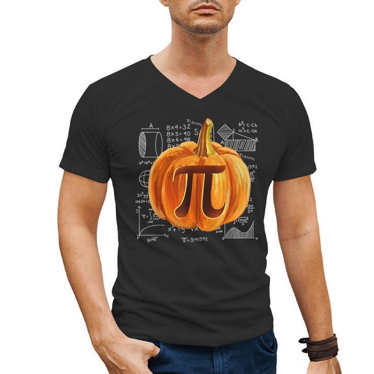 Pumpkin Pie Halloween Thanksgiving Math Teacher Pi Day Men's V-Neck T-Shirt