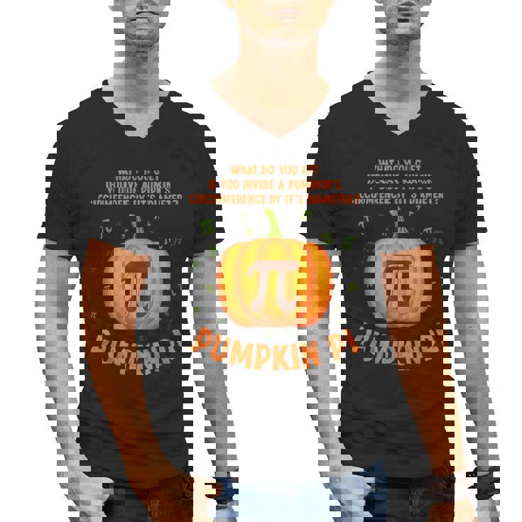 Pumpkin Pie Pi Math Teacher Shirt Halloween Men Adult Men&#x27;s V-Neck T-Shirt