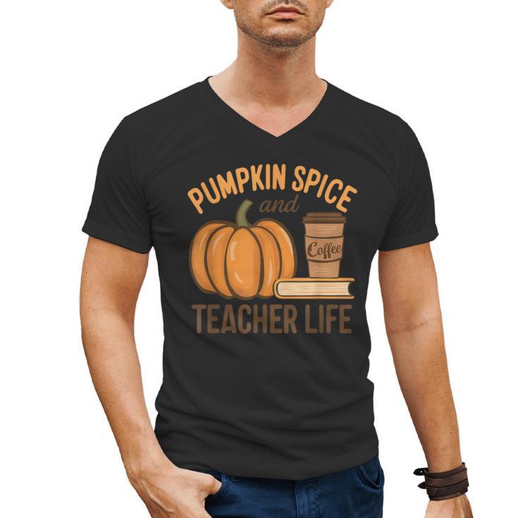 Pumpkin Spice And Teacher Life Halloween Teacher Men's V-Neck T-Shirt, trending gift Pumpkin Spice And Teacher Life Halloween Teacher Men's V-Neck T-Shirt, trending gift