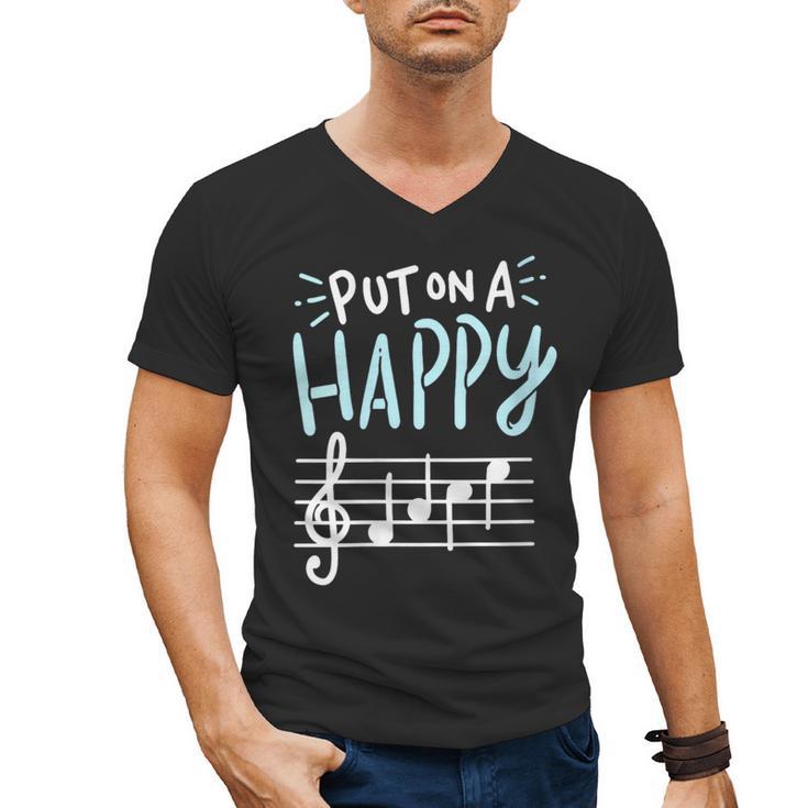 Put On A Happy Face Music Music Teacher Men's V-Neck T-Shirt