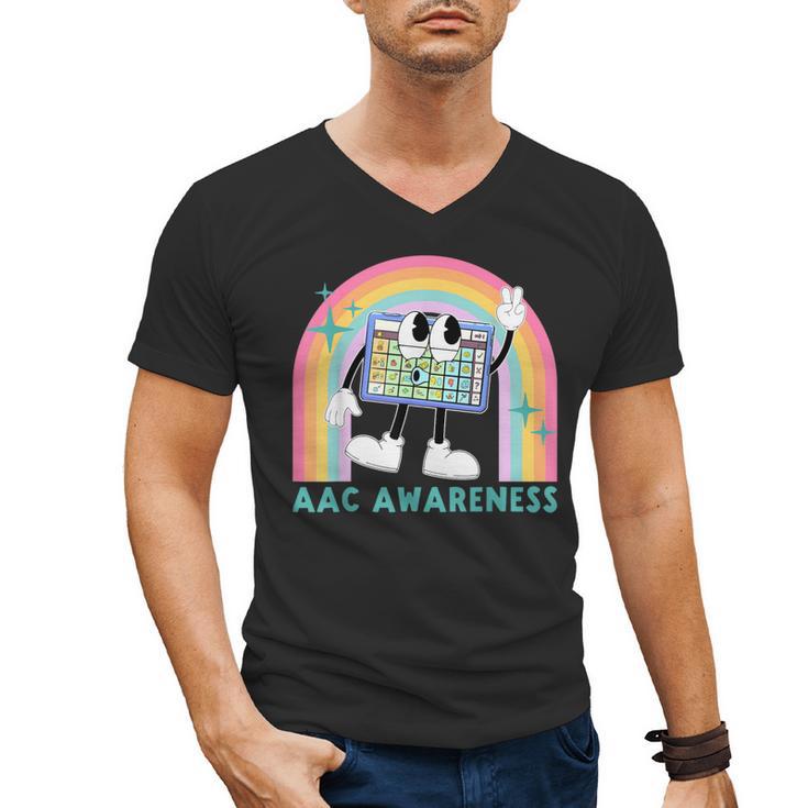 Rainbow AAC Awareness Month SPED Teacher SLP Communication Men's V-Neck T-Shirt