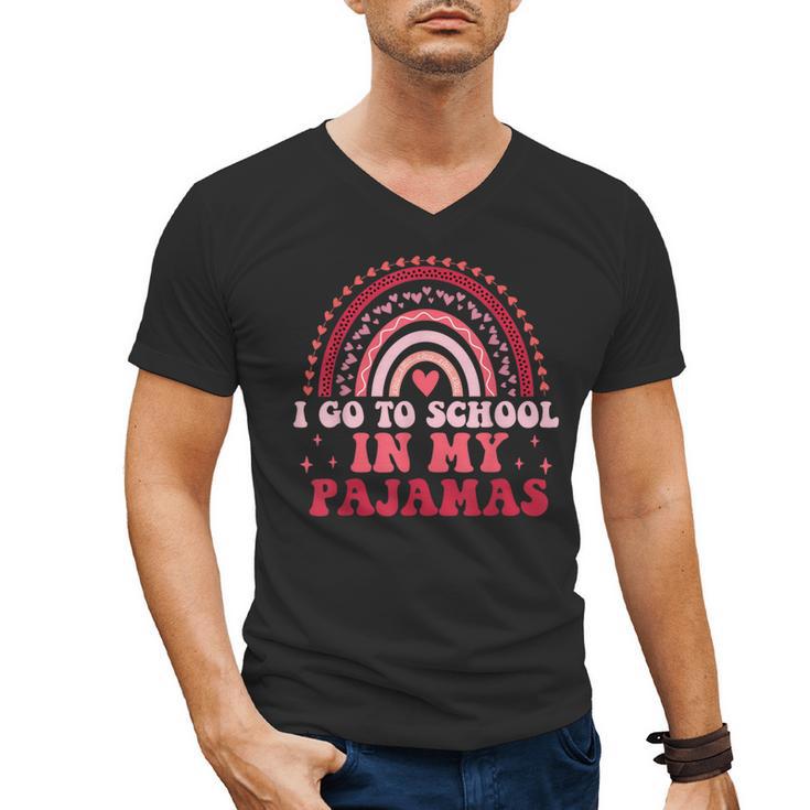 Rainbow Homeschool Mom Teacher I Go To School In My Pajamas Men's V-Neck T-Shirt, Couple Gifts, trending gift Rainbow Homeschool Mom Teacher I Go To School In My Pajamas Men's V-Neck T-Shirt, Couple Gifts, trending gift