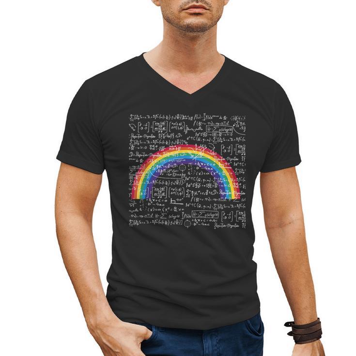 Rainbow Math Equation Teacher Nerd Retro LGBT Gay Pride Flag Men's V-Neck T-Shirt